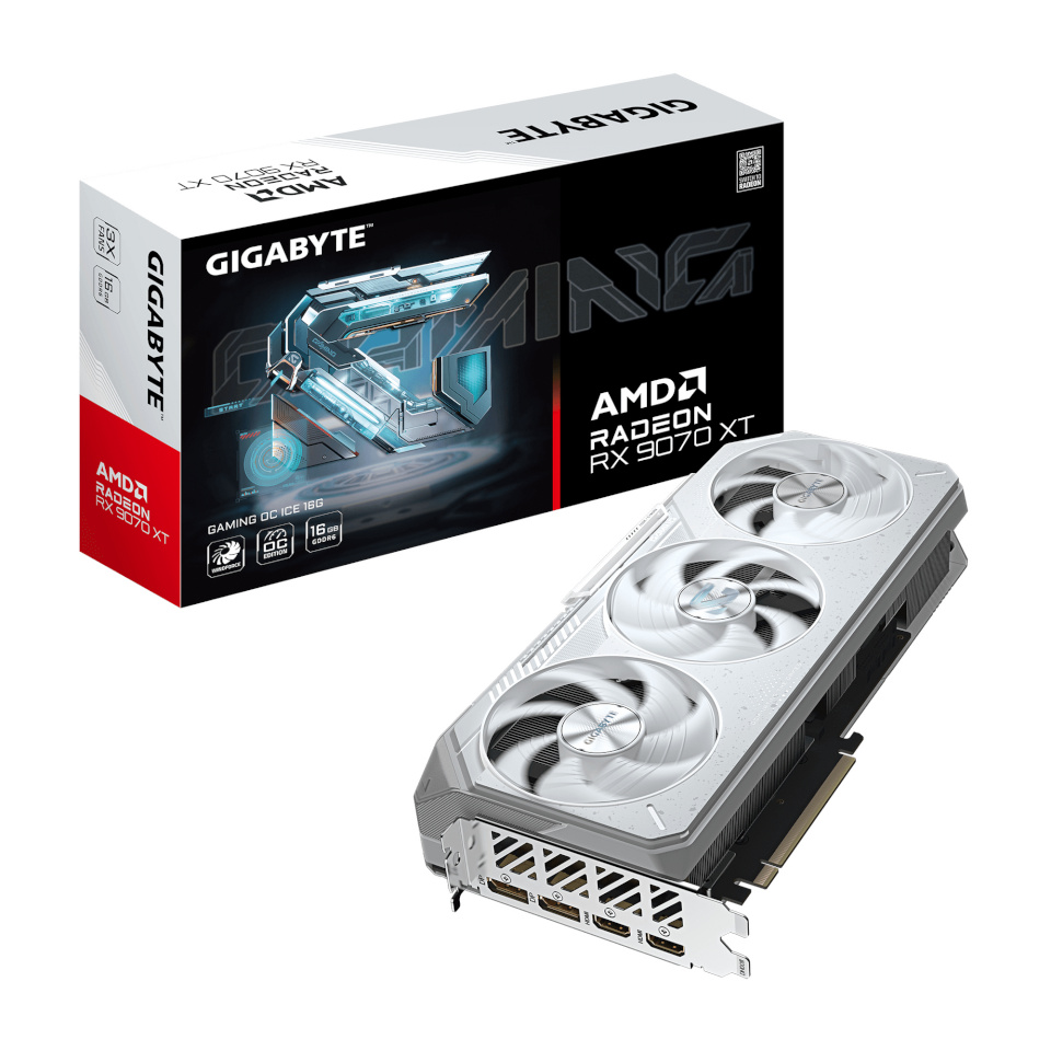 Gigabyte videokaart Radeon RX9070 XT Gaming OC ICE 16GB GDDR6 2xHDMI 2x