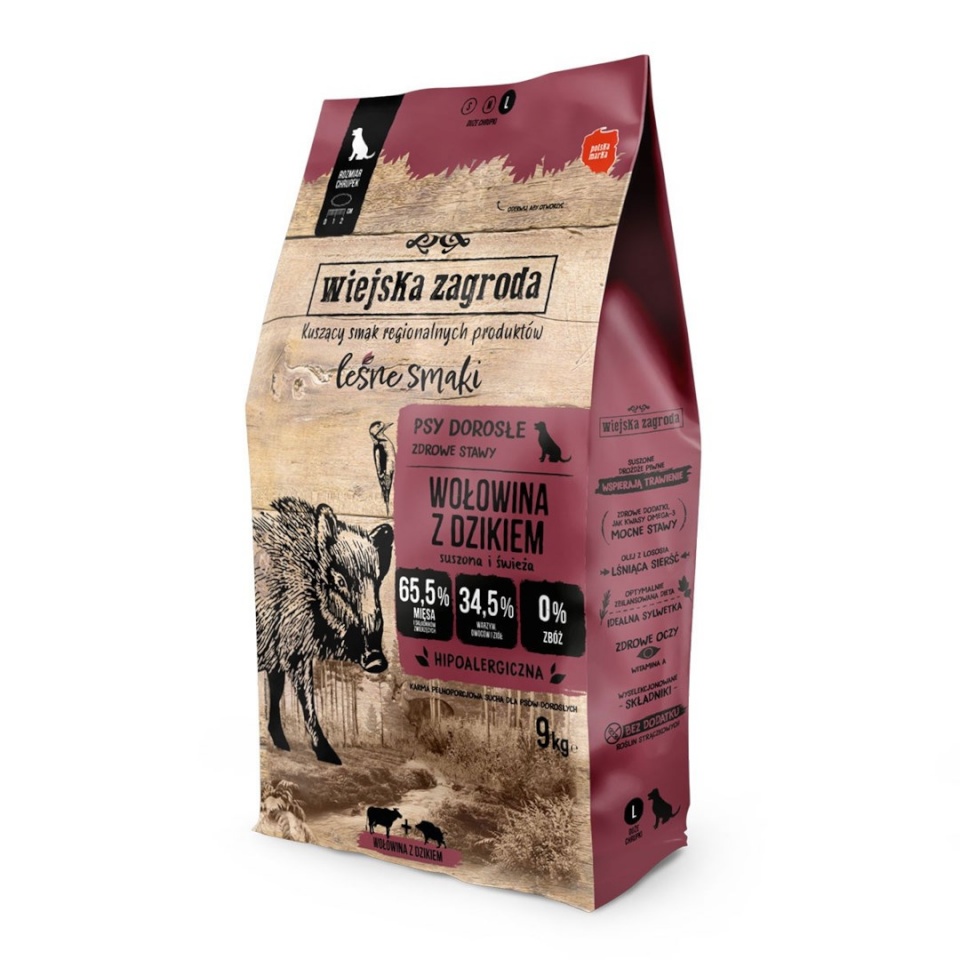 Country Farm kuivtoit koerale Leśne Smaki Beef with wild boar L - Dry Dog Food- 9kg