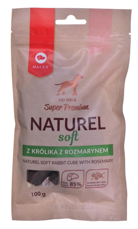 Maced maius koerale Super Premium Naturel Soft Rabbit with rosemary - Dog treat - 100g
