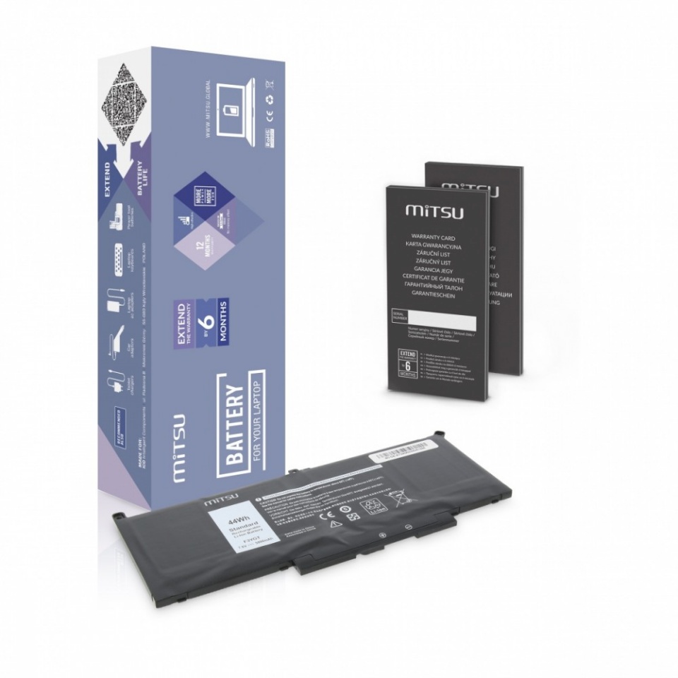 Mitsu sülearvuti aku for Dell Latitude 7390, 7490, 5800 mAh (44Wh) 7.6 Volt