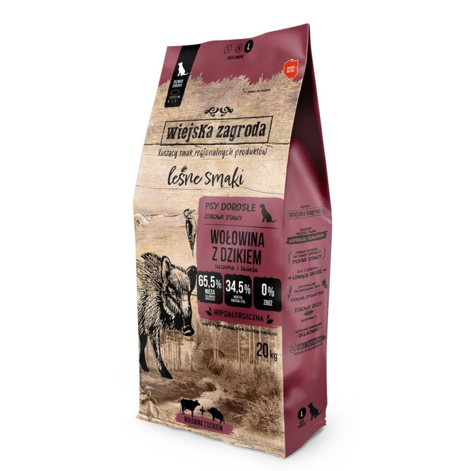 Country Farm kuivtoit koerale Leśne Smaki Beef with wild boar L - Dry Dog Food- 20kg