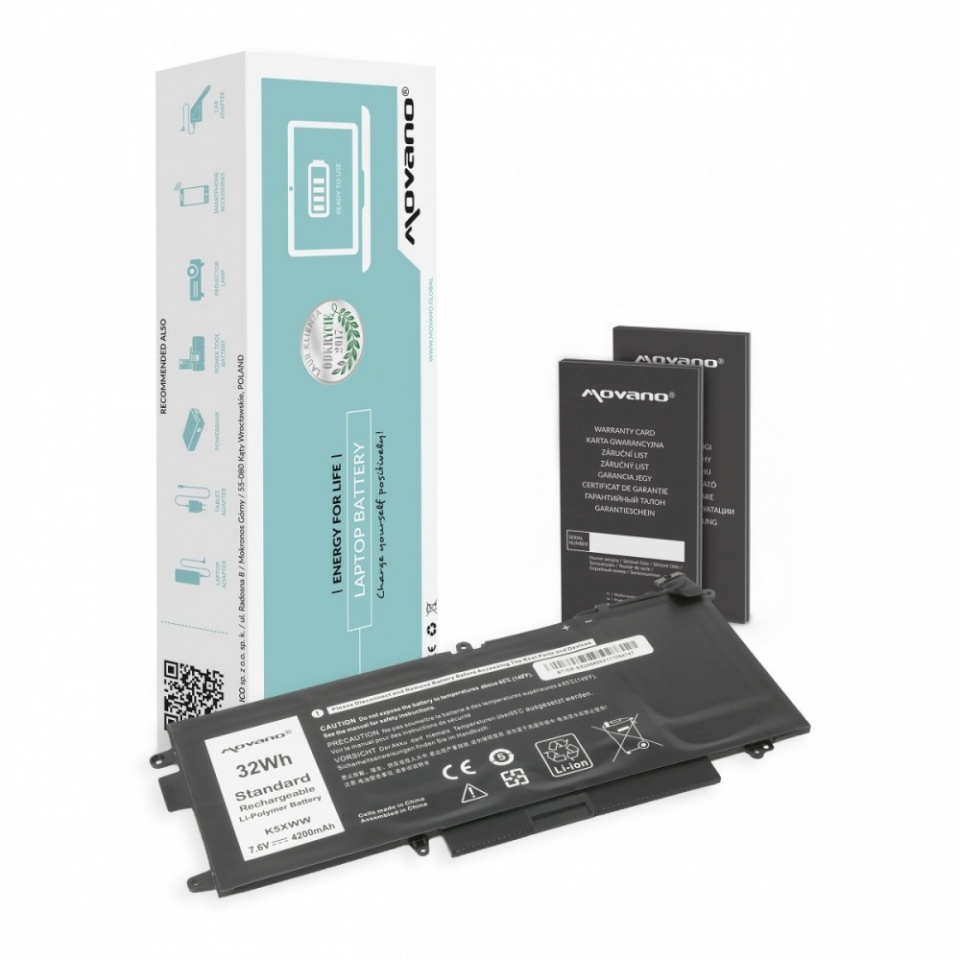 Movano sülearvuti aku K5XWW for Dell Latitude 5289 7390 2-in-1 - 4200 mAh (32 Wh)