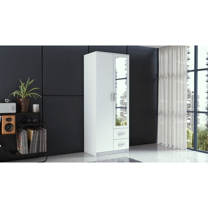 Top E Shop riidekapp ROMANA 80 BIEL L bedroom wardrobe/closet 5 shelves 2 doors valge