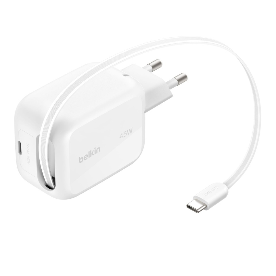 Belkin laadija BOOST Charge Pro 45W Dual GaN einziehb.Kabel ws WCH023kqWH