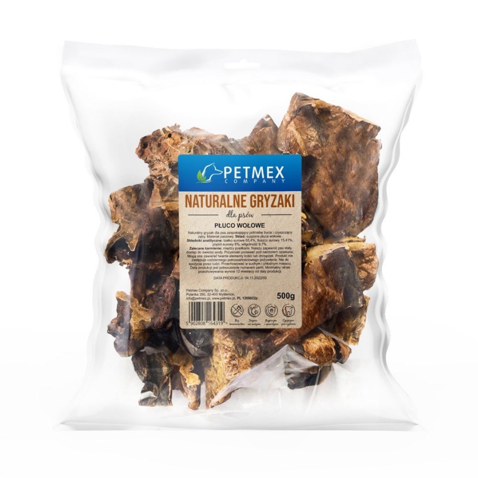 Petmex maius koerale Beef Lung, 500g