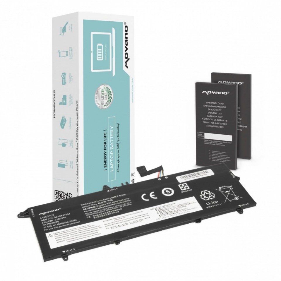 Movano sülearvuti aku L18C3PD2 for Lenovo ThinkPad T490s T495s T14s - 4650 mAh (54 Wh)