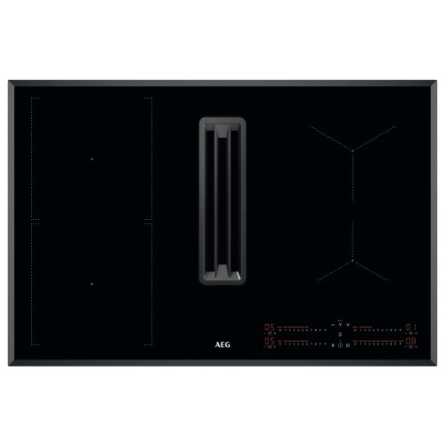 AEG õhupuhastiga integreeritav pliidiplaat, 4 x induktsioon, 80 cm, 630 m3/h, 64 dB, faasitud servad, must
