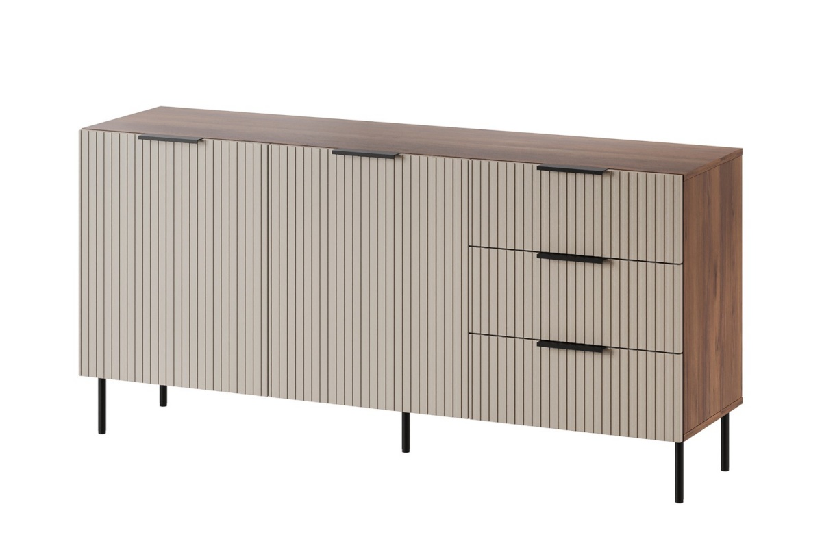 Cama Meble puhvetkapp Chest of drawers 1 ALMERA 156x42x75 walnut/cashmere