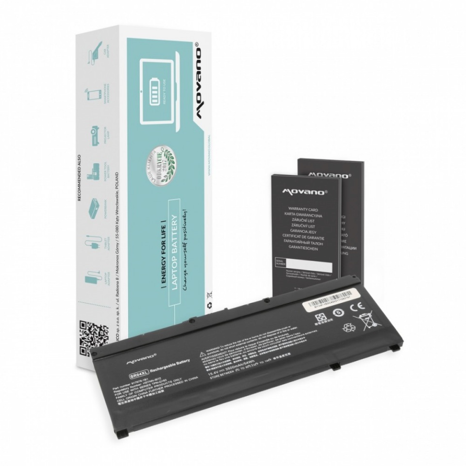 Movano sülearvuti aku SR04XL TPN-C133 for HP Omen 15-DC 15-CE - 3500 mAh (54 Wh)