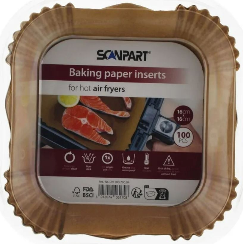 Scanpart Küpsetuspaberid kuumaõhufritüürile 16x16cm, 100tk 2910070004