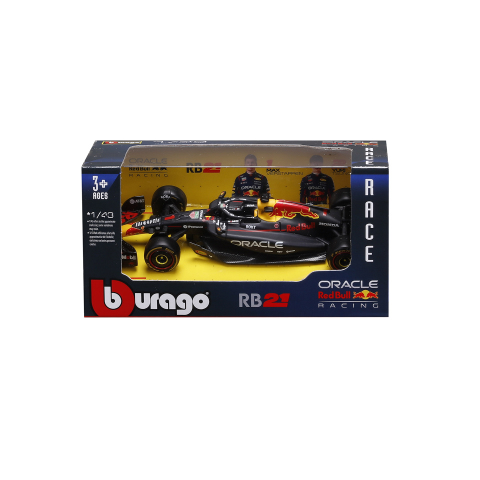 Bburago BBURAGO mudelauto Red Bull Oracle Racing RB21 (2025) #1 Verstappen & #22 Tsunoda, 18-38233