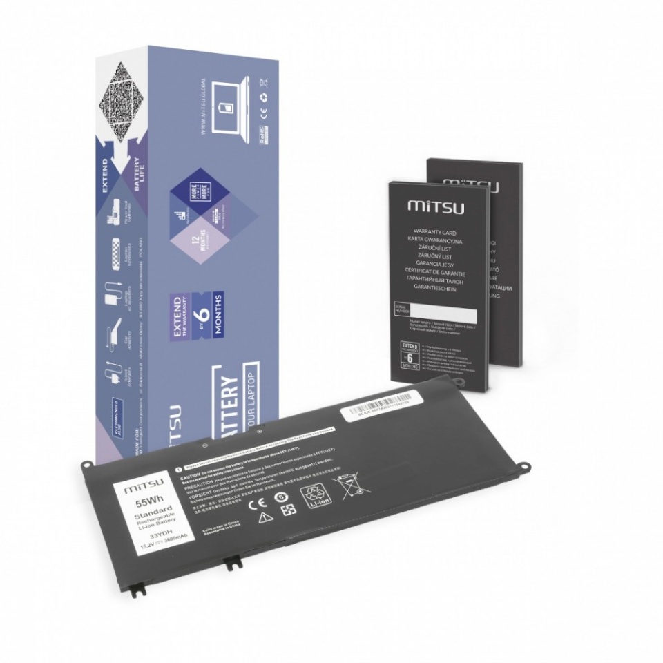 Mitsu sülearvuti aku for Dell Inspiron 15 5587, 7588 3600 mAh (55 Wh) 15.2 Volt