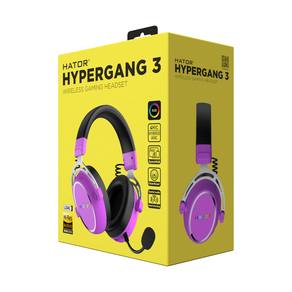 Hator kõrvaklapid Hypergang 3 Wireless ESH52 Hi-Res ANC fioletowe