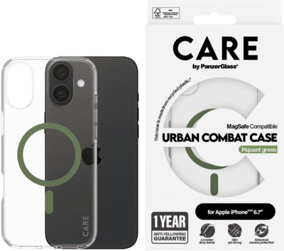 PanzerGlass kaitsekest CARE Flagship Colors iPhone 16 Plus roheline