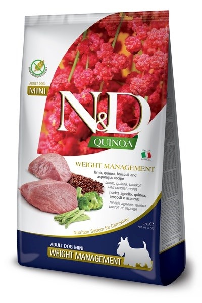 Farmina kuivtoit koerale N&D Quinoa Dog Weight Management Lamb Adult Mini - Dry Dog Food- 2,5kg