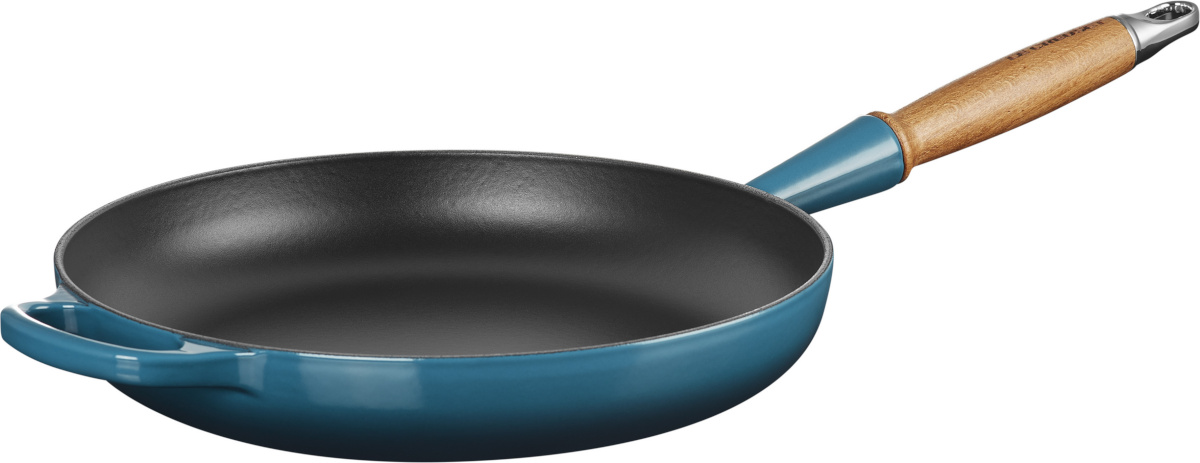 Le Creuset pann Signature Cast Iron Pan with Wooden Handle, 28cm, sinine