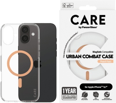 PanzerGlass kaitsekest CARE Flagship Colors iPhone 16 Plus peachy