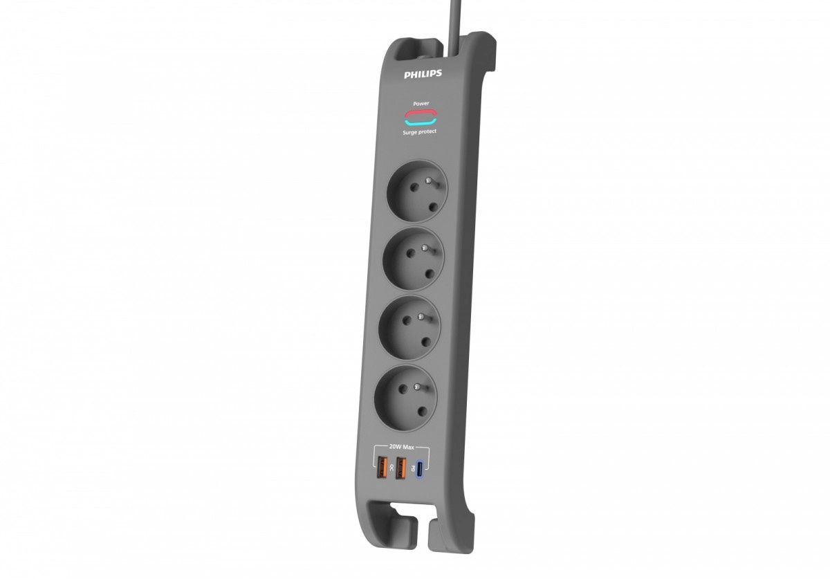 Philips pikendusjuhe Surge protector power strip 4 sockets 2m 3xUS