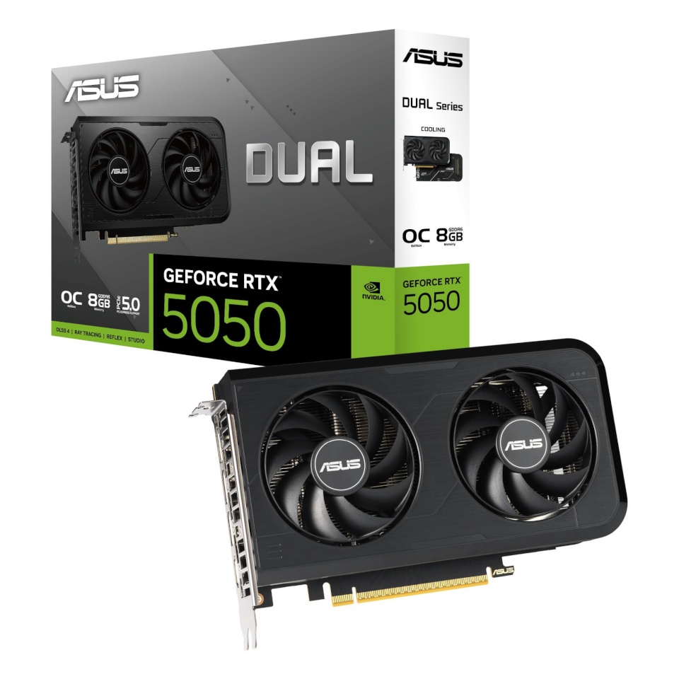 Asus videokaart nVidia GeForce RTX 5050 8GB GDDR6 128bit PCIe 5.0 16x Dual Slot Fansink Dual-rtx5050-o8g