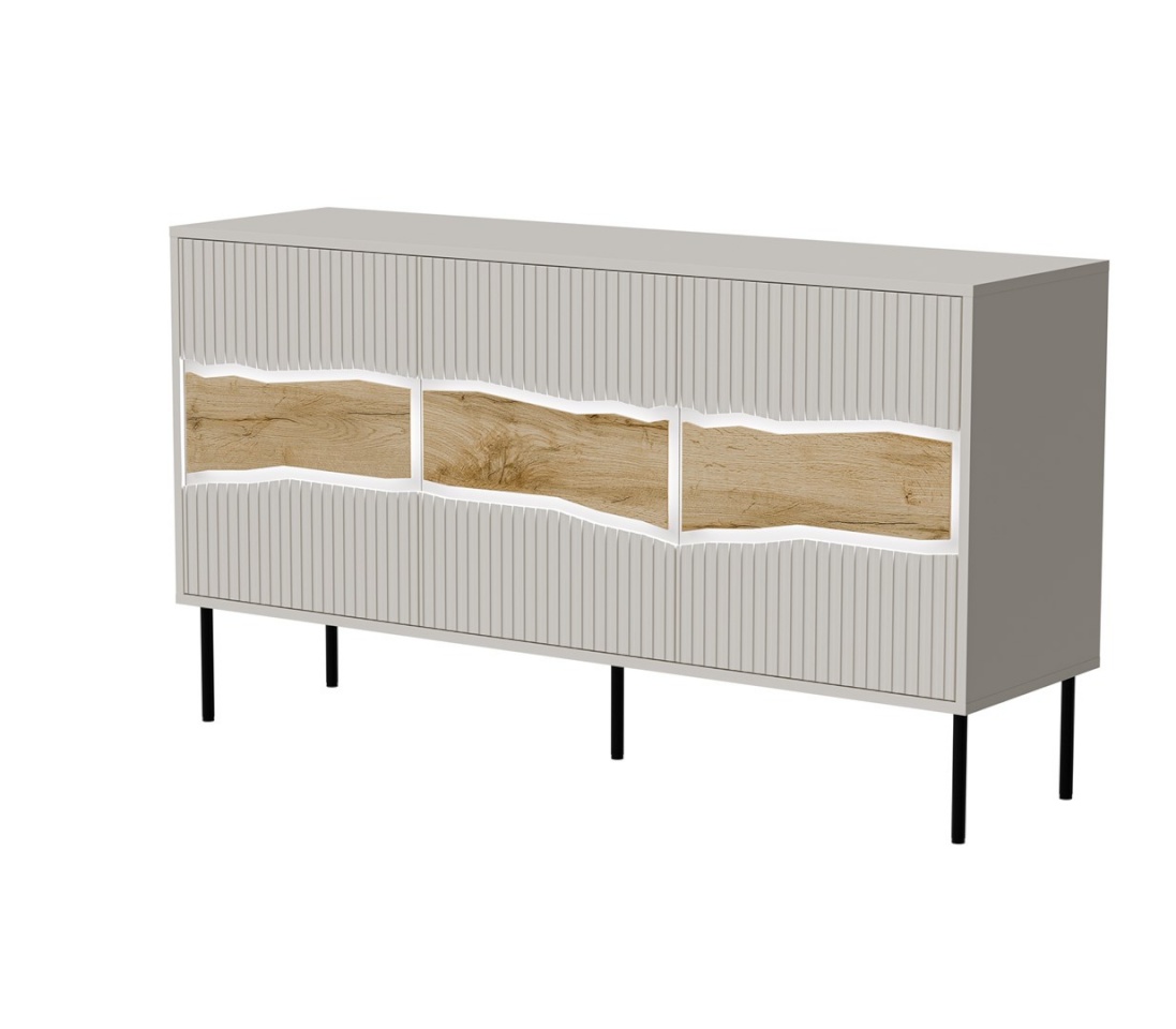 Cama Meble puhvetkapp INSERTO 3D chest of drawers 143,5x40x80 cashmere + LED