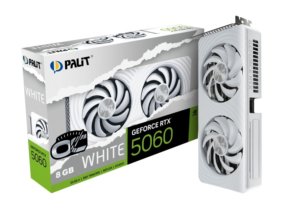 Palit videokaart GeForce RTX 5060 OC valge 8GB (DLSS 4, 3x DisplayPort, 1x HDMI 2.1)
