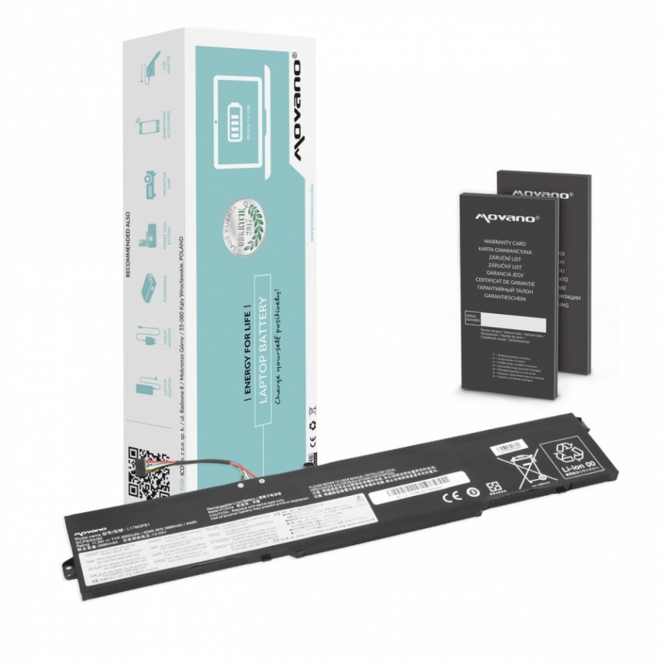 Movano sülearvuti aku L17M3PB1 for Lenovo IdeaPad 330-15ICH 17ICH - 4000 mAh (45 Wh)