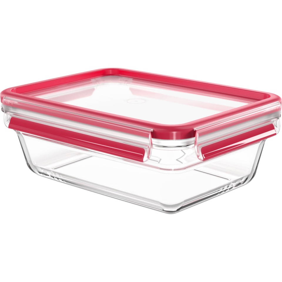 Emsa toidukarp Clip&Close Glass Food Storage Container 1,3 L, punane