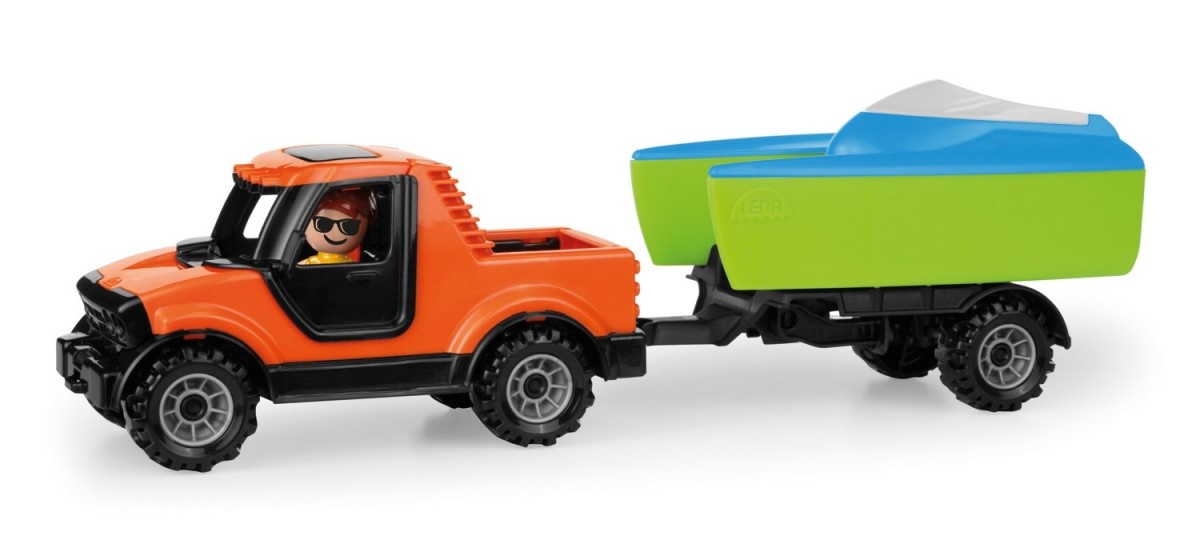 Lena LEN-01633 Set Truckies Pickup with Boaties trailer