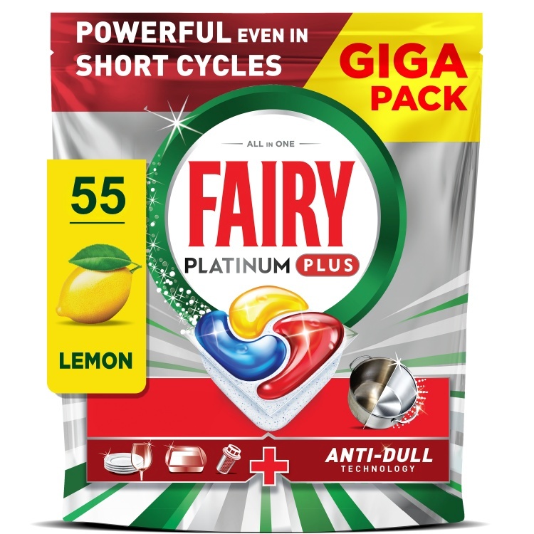 Fairy nõudepesumasina tabletid Platinum Plus All in One Lemon, 55tk