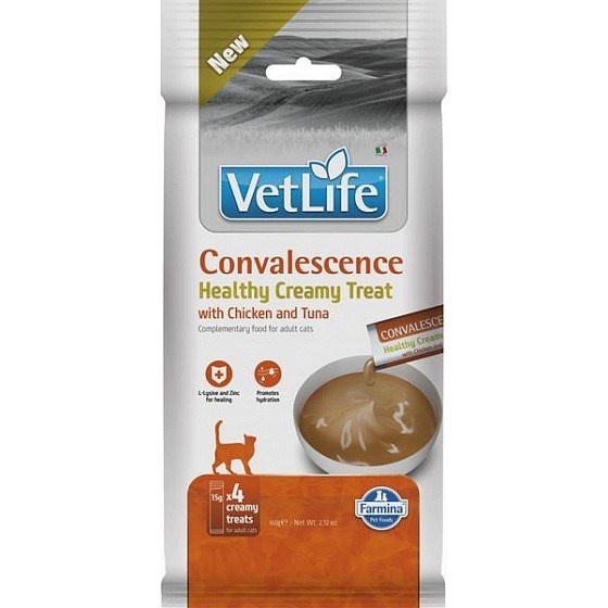 Farmina kassitoit Vet Life Cat Convalescence Creamy treat with Chicken & Tuna box – Cat treat – 4x15g