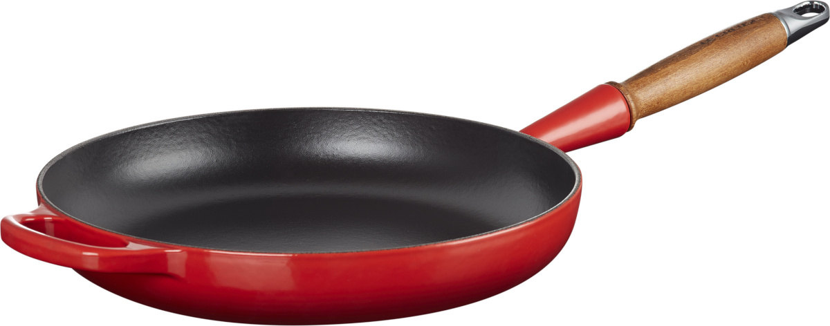 Le Creuset pann Signature Cast Iron Pan with Wooden Handle, 28cm, punane