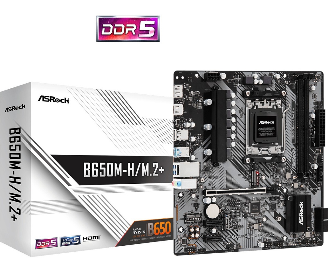 ASRock emaplaat B650M-H/M.2 + AM5, DDR5, mATX