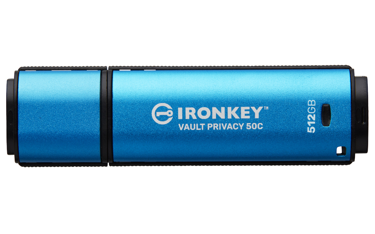 Kingston mälupulk Flash Drive | IronKey Vault Privacy 50C AES-256 Encrypt | 512 GB | USB-C | sinine