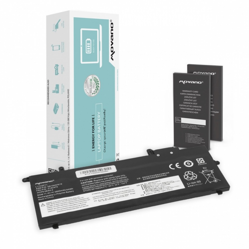 Movano sülearvuti aku L17C6P71 for Lenovo Thinkpad X280 A285 - 3900 mAh (44 Wh)