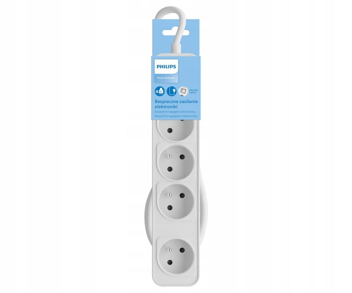 Philips pikendusjuhe Extension Cable 1.5m 4 AC Sockets, valge