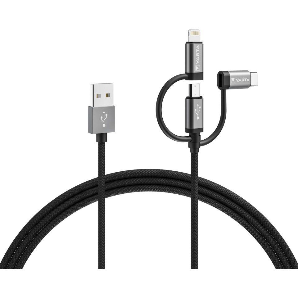 Varta laadimiskaabel Speed Charge & Sync cable 3in1 USB-A to Light./Mic./USB-C
