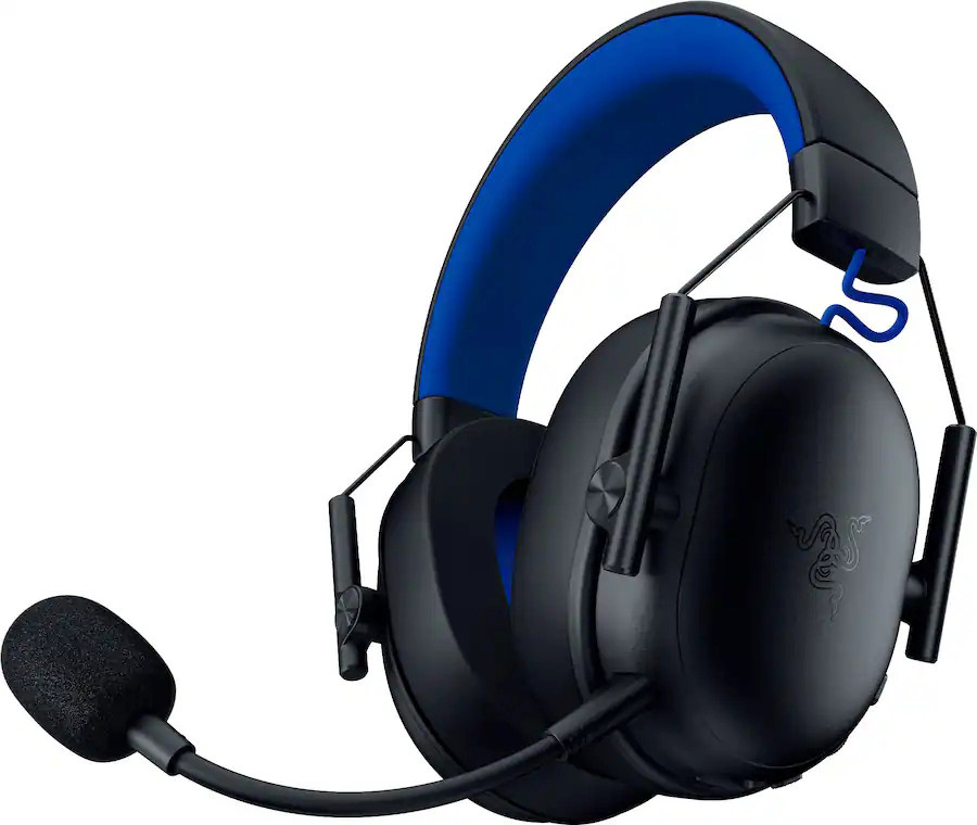 Razer kõrvaklapid BlackShark V3 X Hyperspeed for PlayStation (must/sinine, 2,4 GHz-Dongle, Bluetooth, USB)