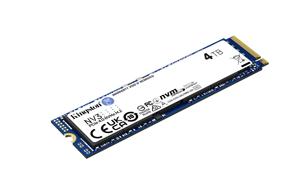 Kingston kõvaketas SSD | NV3 | 4000 GB | SSD form factor M.2 2280 | Solid-state drive interface PCIe 4.0 x4 NVMe | Read speed 6000 MB/s | Write speed 5000 MB/s