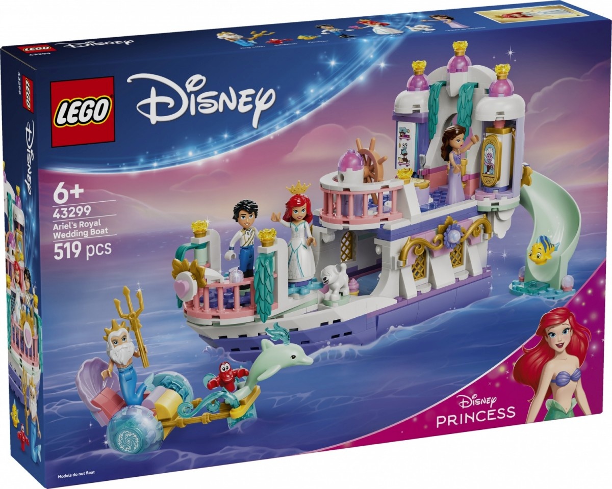 LEGO klotsid 43299 Disney Princess Arielles Königliches Hochzeitsboot