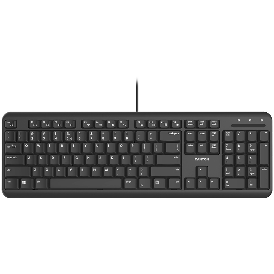 Canyon klaviatuur HKB-20 EN Velvet Wired Black