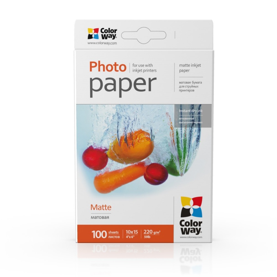 ColorWay fotopaber PM2201004R Matte Photo Paper valge 220 g/m² 10 x 15 cm