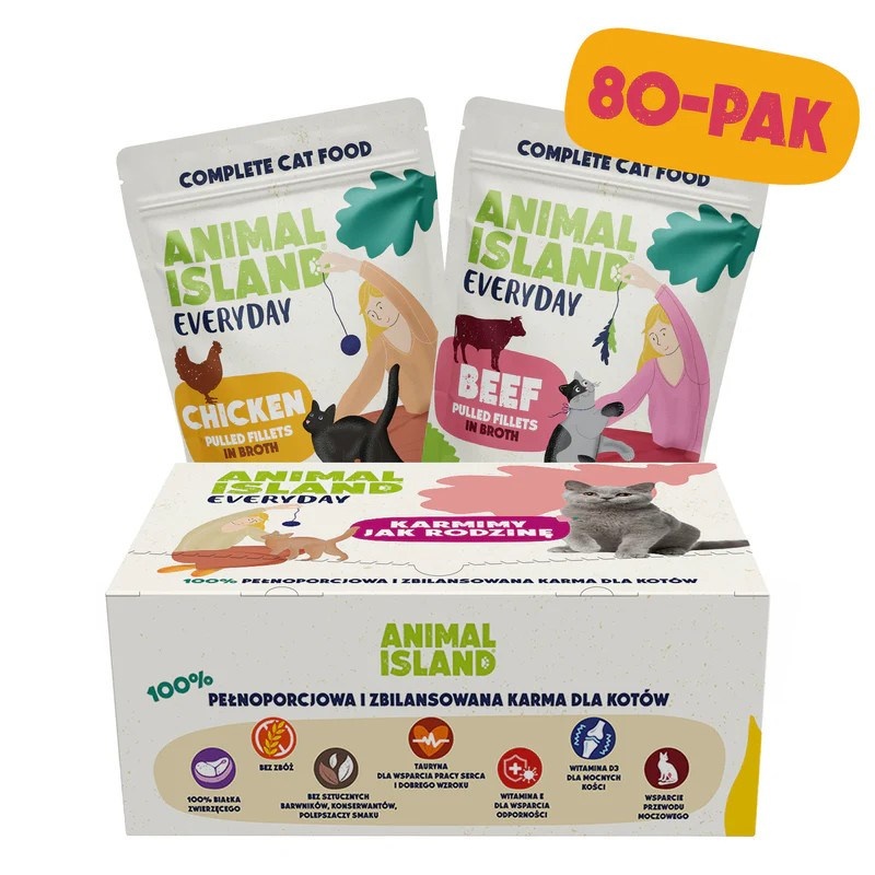 Animal Island kassitoit Chicken / Beef Fillets in Broth, 80x85g