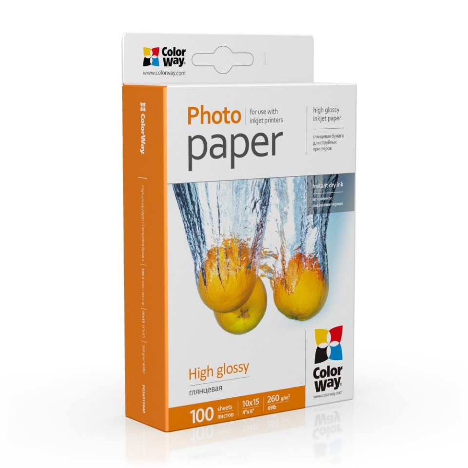 ColorWay fotopaber Photo Paper PG2601004R Glossy valge 260 g/m² 10 x 15 cm
