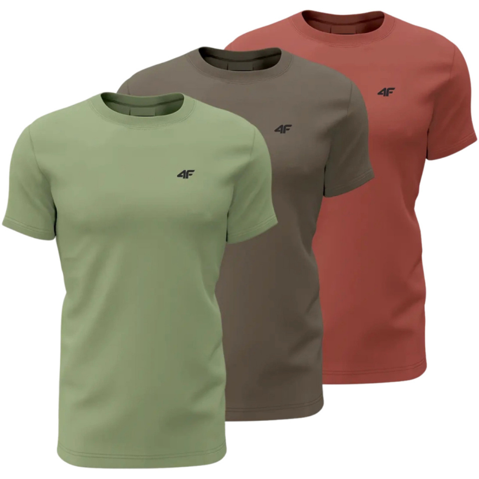 4F T-särk meestele M1896 3pak punane, Oliwkowa, pruun 4FWSS24TTSHM1896 91S 5XL