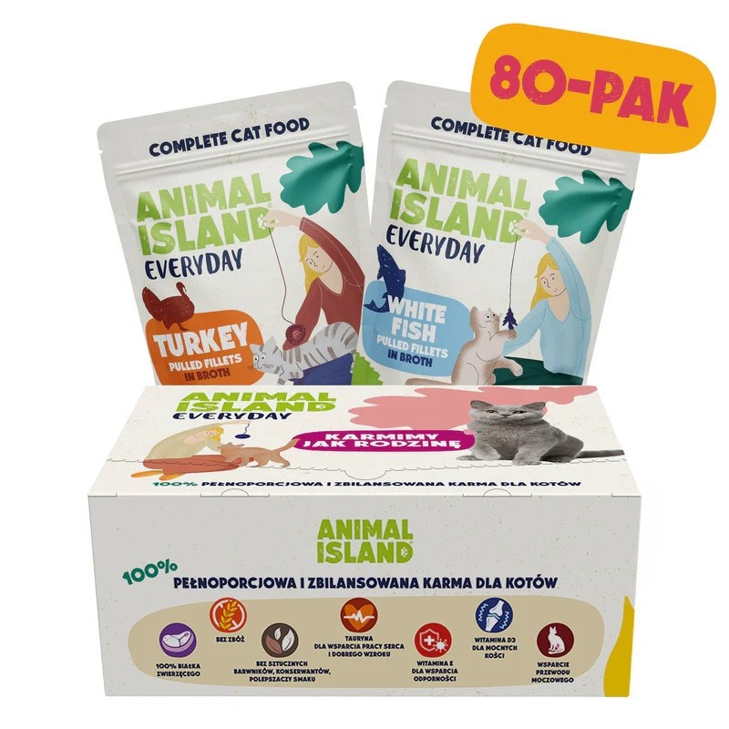 Animal Island kassitoit Turkey / White Fish Fillets in Broth, 80x85g