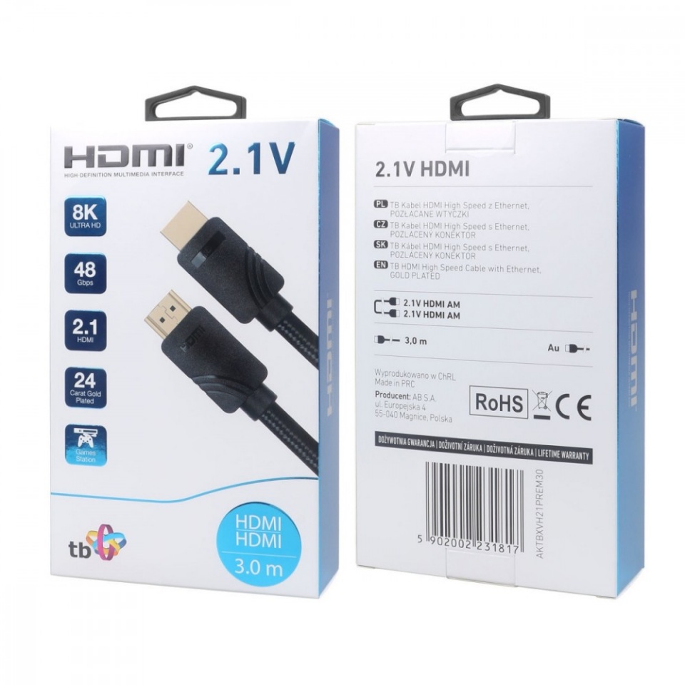 TB kaabel HDMI v 2.1 premium 3 m 8K must Made for players