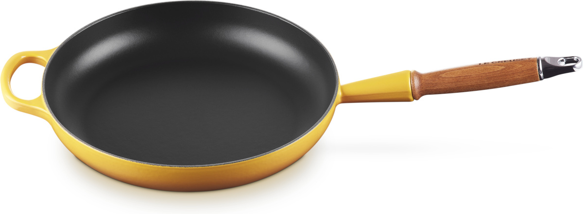 Le Creuset pann Signature Cast Iron Pan with Wooden Handle, 28cm, kollane