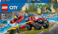 Lego klotsid City 60412 4x4 Tuletõrjeauto Koos Päästepaadiga
