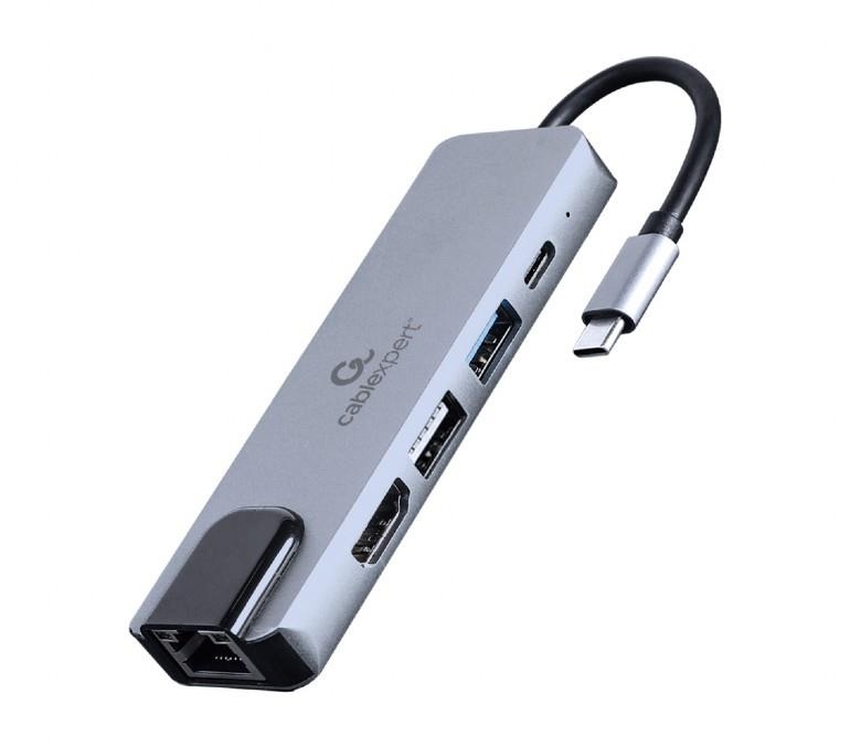 Adapter USB-C 5in1, PD, HDMI, USB 3.1, USB 2.0, LAN