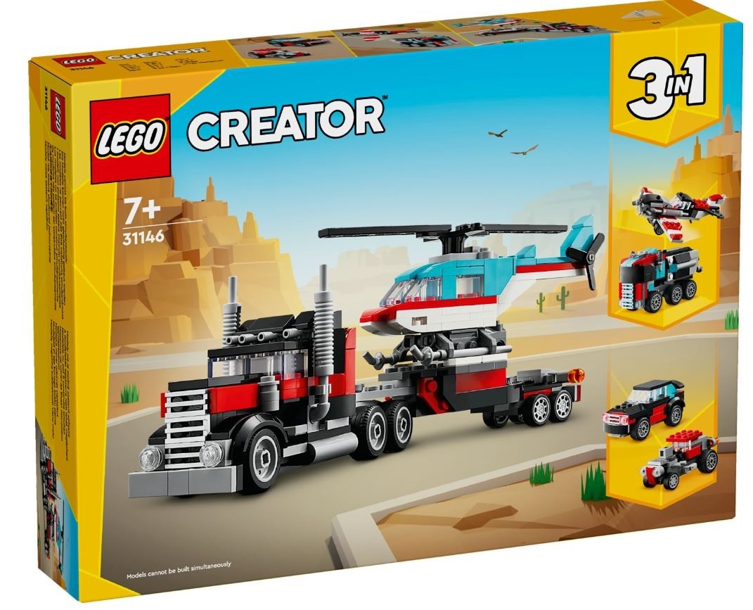 LEGO klotsid 31146 Creator 3-in-1 Flatbed Truck with Helicopter